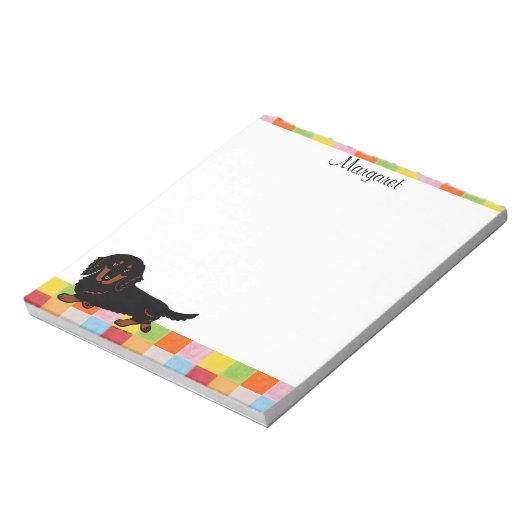 Dackel Long Hairs Black and Tan Notizblock (Rotiert)