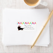 Dackel Long Hairs Black und Tan Santa Adressaufkleber (Insitu)