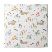 Dackel Lover Weiner Hunde Wurst Hunde Wildblume Fliese (Vorderseite)