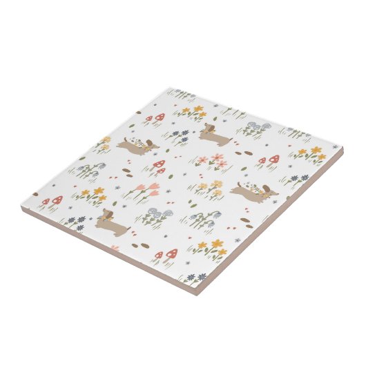 Dackel Lover Weiner Hunde Wurst Hunde Wildblume Fliese (Seite)