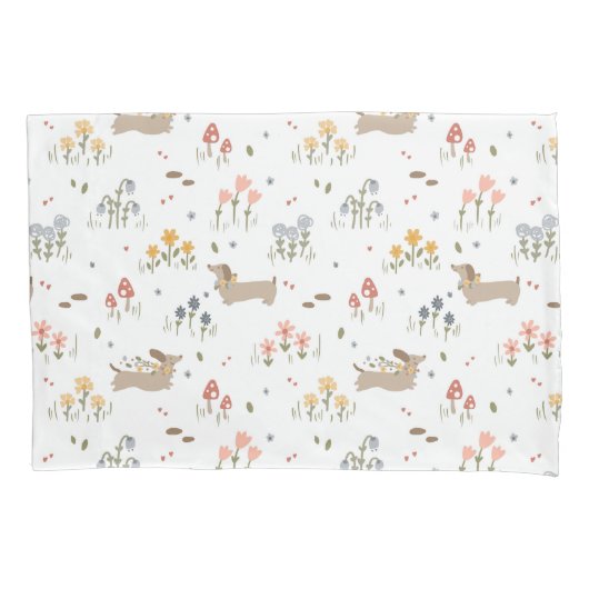 Dackel Lover Weiner Hunde Wurst Hunde Wildblume Kissenbezug (Vorderseite)