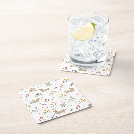 Dackel Lover Weiner Hunde Wurst Hunde Wildblume Rechteckiger Pappuntersetzer (Vor Ort)