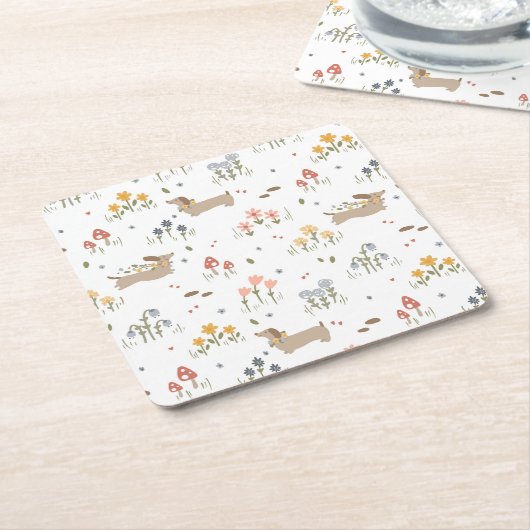 Dackel Lover Weiner Hunde Wurst Hunde Wildblume Rechteckiger Pappuntersetzer (angewinkelt)