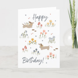 Dackel Lovers Happy Birthday Floral Card Dankeskarte