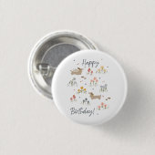 Dackel Lovers Happy Birthday Floral Party Button (Vorne & Hinten)