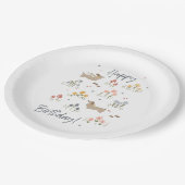 Dackel Lovers Happy Birthday Floral Party Pappteller (Schrägansicht)