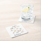 Dackel Lovers Happy Birthday Floral Party Rechteckiger Pappuntersetzer (Vor Ort)