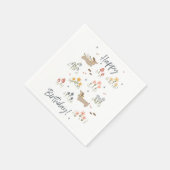 Dackel Lovers Happy Birthday Floral Party Serviette (Ecke)