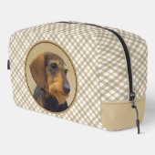 Dackel Malen von Drahthaarfalten, Schwarz & Tan Hu Waschbeutel (Rechte Ecke)