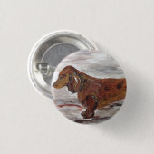 Dackel-Malerei-Button durch Willowcatdesigns Button (Vorne & Hinten)