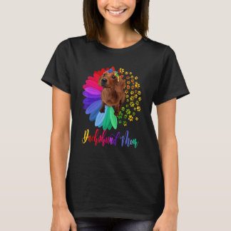 Dackel Mama Eine halbe Sonnenblume Dackel Mutter T-Shirt