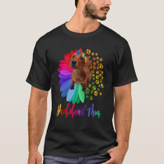 Dackel Mama Eine halbe Sonnenblume Dackel Mutter T-Shirt