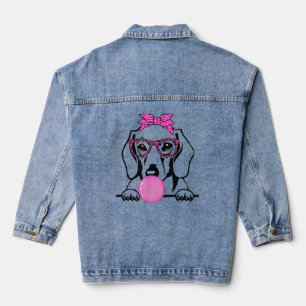 Dackel Mama mit Kaugummi Bandanalbrille T-Sh Jeansjacke