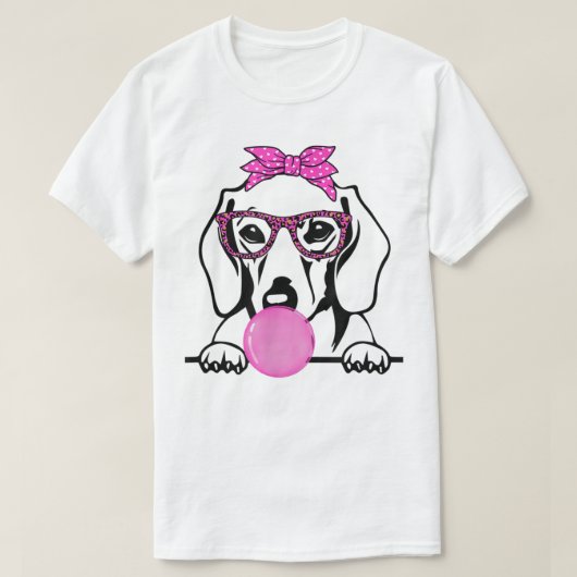 Dackel Mama mit Kaugummi Bandanalbrille T-Sh T-Shirt (Design vorne)