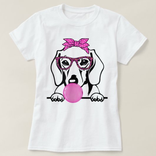 Dackel Mama mit Kaugummi Bandanalbrille T-Sh T-Shirt (Design vorne)