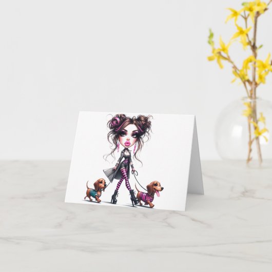 Dackel Mama Muttertag Karte (Gelbe Blume)