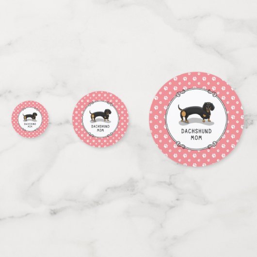 Dackel Mama (S schwarz & tan) Niedliche Hunde Mama Konfetti (Rückseiten)