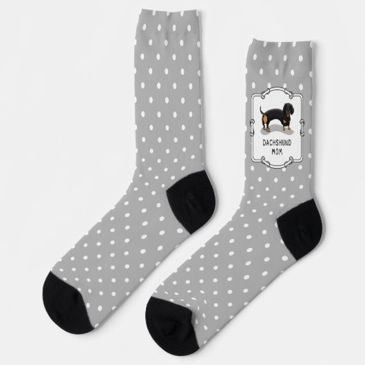 Dackel Mama (S schwarz & tan) - Niedliche Hundemut Socken (Linkes Detail)