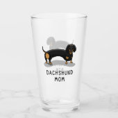 Dackel Mama (S schwarz & tan) Niedliche Hundemutte Glas (Vorderseite)