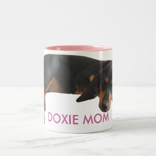 Dackel Mama Schlaflosigkeit Welpe Tasse (Mittel)
