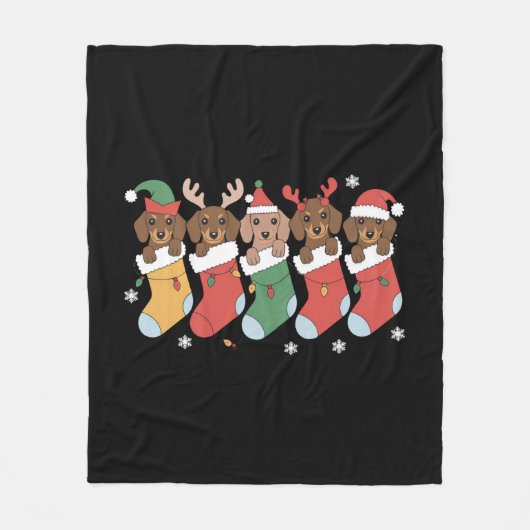 Dackel Mama Weihnachten Hund viel Geschenk Neues J Fleecedecke (Vorderseite)