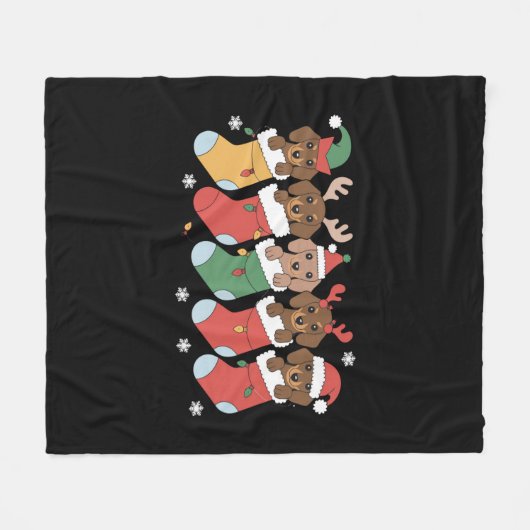 Dackel Mama Weihnachten Hund viel Geschenk Neues J Fleecedecke (Vorderseite (Horizontal))