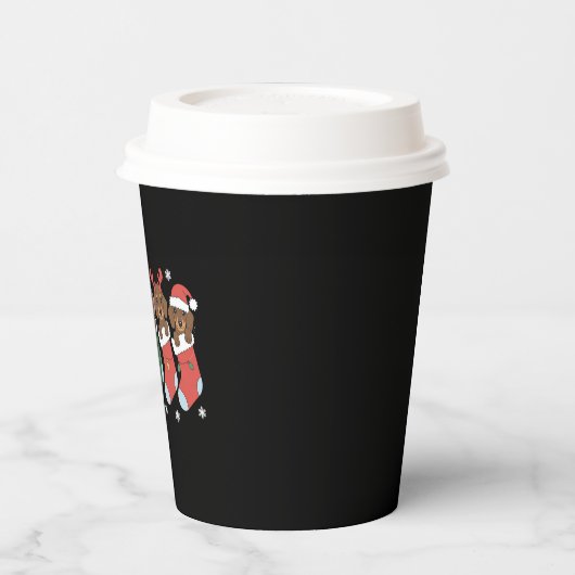 Dackel Mama Weihnachten Hund viel Geschenk Neues J Pappbecher (Links)