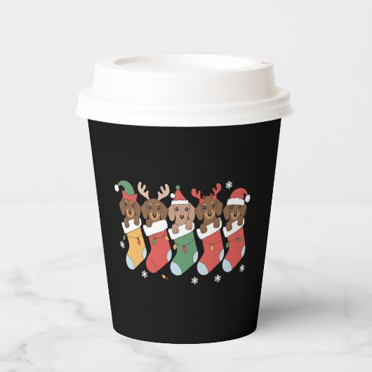 Dackel Mama Weihnachten Hund viel Geschenk Neues J Pappbecher (Vorderseite)