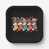 Dackel Mama Weihnachten Hund viel Geschenk Neues J Pappteller (Vorderseite)