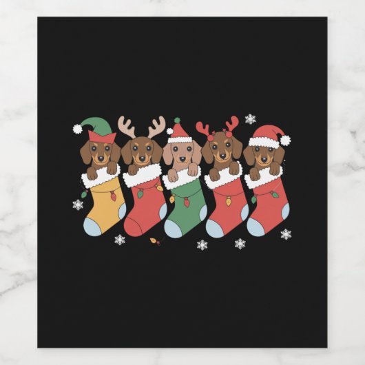 Dackel Mama Weihnachten Hund viel Geschenk Neues J Weinetikett (Einzelnes Label)