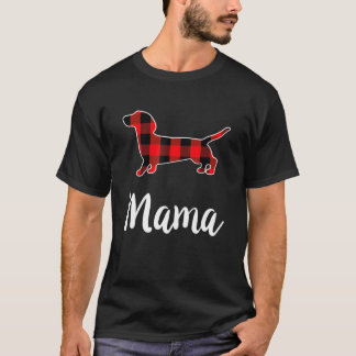 Dackel Mama Womens Red Buffalo Karierte Dackel T-Shirt
