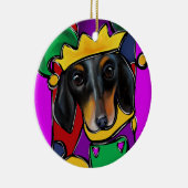 DACKEL MARDI GRAS KERAMIK ORNAMENT (Rechts)
