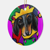 DACKEL MARDI GRAS KERAMIK ORNAMENT (Links)