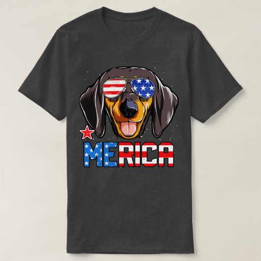 Dackel Merica 4. Juli T Kinder Jungen Hunde Pupp T-Shirt (Design vorne)