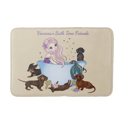 Dackel Mermaid Bath Mat Badematte (Vorderseite)