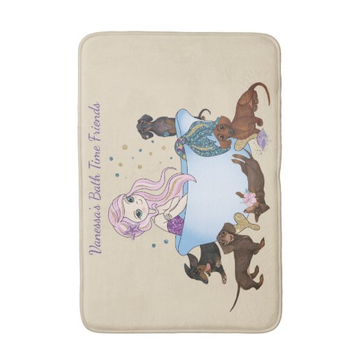 Dackel Mermaid Bath Mat Badematte (Vorderseite Vertikal)