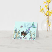 Dackel Mermaid Schwanz Grußkarte Karte (Gelbe Blume)