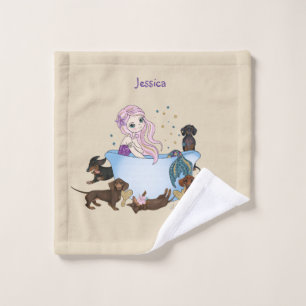 Dackel Mermaid Washtuch Waschlappen