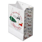 Dackel Merry & Bright Dackel Weihnachten Mittlere Geschenktüte (Vorderseite Schrägansicht)