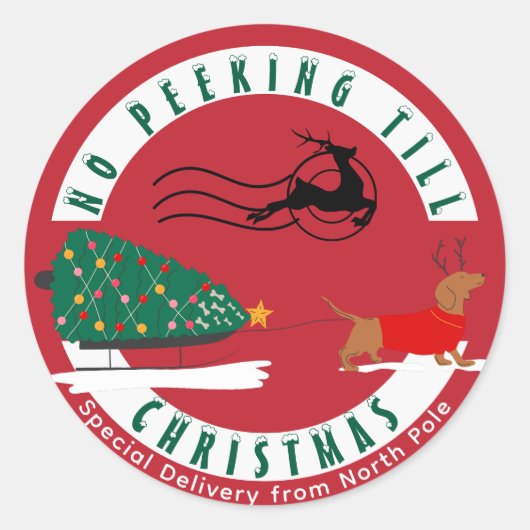 Dackel Merry & Bright Dackel Weihnachten Runder Aufkleber (Vorderseite)