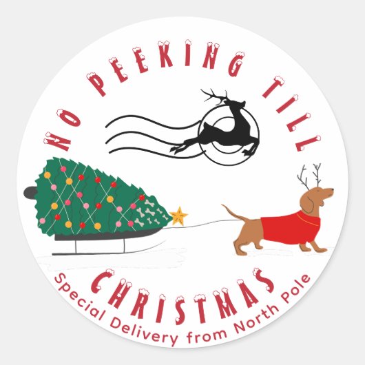 Dackel Merry & Bright Dackel Weihnachten Runder Aufkleber (Vorderseite)
