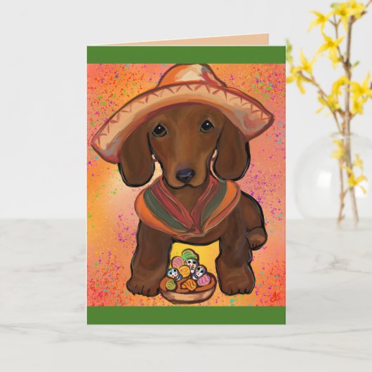 Dackel Mexiko Karte (Gelbe Blume)