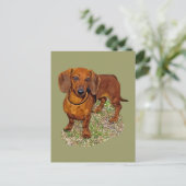 Dackel Miniaturgeschenk Postkarte (Stehend Vorderseite)