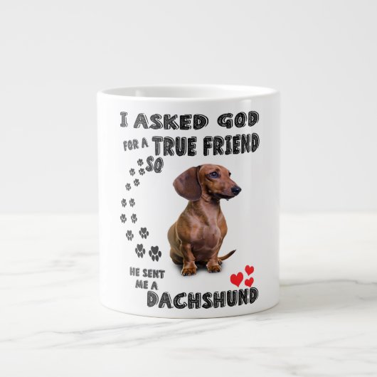 Dackel Miniaturgeschenk, Wursthund, Würstchen Wog, Jumbo-Tasse (Vorderseite)