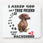 Dackel Miniaturgeschenk, Wursthund, Würstchen Wog, Mousepad (Vorne)
