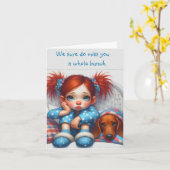 Dackel Miss You Karte (Gelbe Blume)