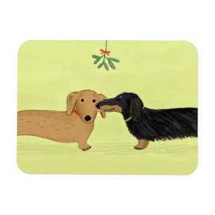 Dackel-Mistelzweig-Kuss - Dackel-Hundeweihnachten Magnet