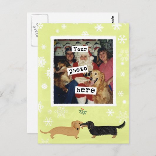 Dackel Mistletoe Dackel Hunde Fotovorlage Postkarte (Vorne/Hinten)