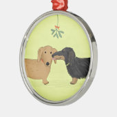 Dackel Mistletoe Kiss - Dackel Hund Weihnachten Ornament Aus Metall (Links)