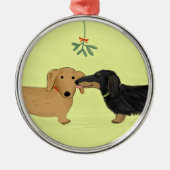 Dackel Mistletoe Kiss - Dackel Hund Weihnachten Ornament Aus Metall (Vorne)